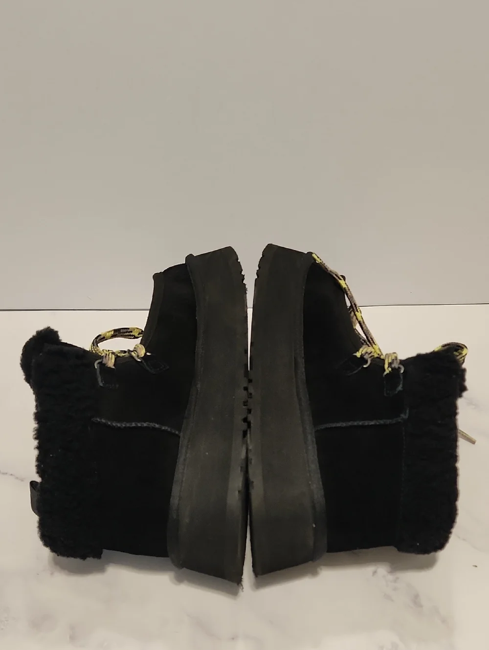 Ugg  Black Winter Boots with Yellow Accent Laces
